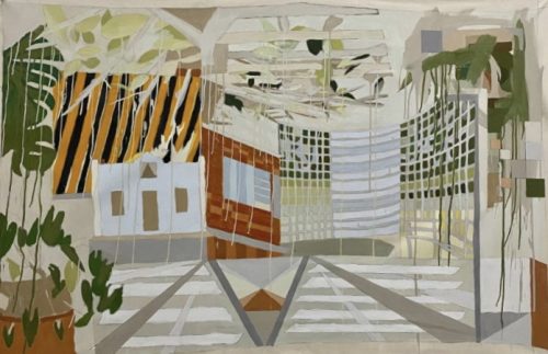 Aominê (Renan Aguena)
Supercalma | Supercalm, 2025
Acrílica e lápis de marceneiro sobre algodao cru preparado
Acrylic and carpenter’s pencil on prepared raw cotton
100 x 130 cm | 39.4 x 51.2 in